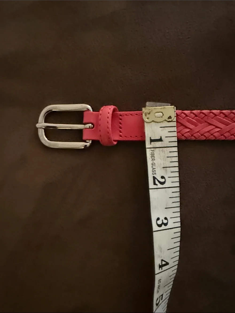 Talbots intricate Braided Coral-Pink Women's Belt with Silver Buckle 1” wide